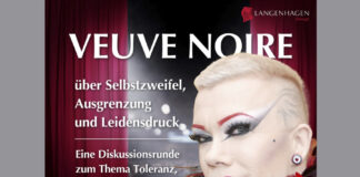 Drag Queen Veuve Noire am Mittwoch, den 20. September 2023 um 19 Uhr in der Aula des Schulzentrums Langenhagen