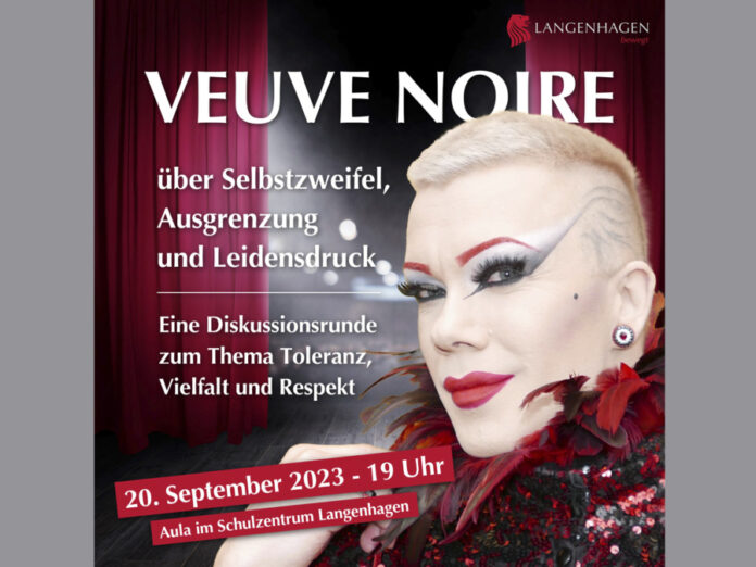 Drag Queen Veuve Noire am Mittwoch, den 20. September 2023 um 19 Uhr in der Aula des Schulzentrums Langenhagen