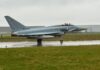Hannover Shield 2023 - Eurofighter landet auf dem Flughafen Hannover.