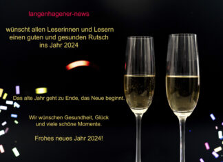 Wir wünschen einen guten und gesunden Rutsch ins Jahr 2024 Foto von 2 Sektgläsern verbunden mit Neujahrswünschen