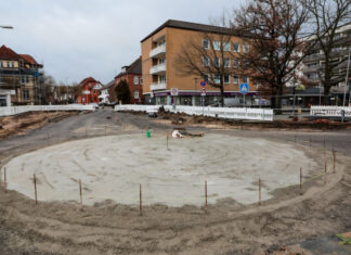 Kreisverkehr an den Elisabeth-Arkaden erhält in der Woche ab dem 29. Januar die zweite Betonschicht Baustelle-Walsroder Straße-Kreisverkehr