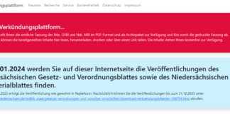 Screenshot: Offizielle Verkündungsplattform