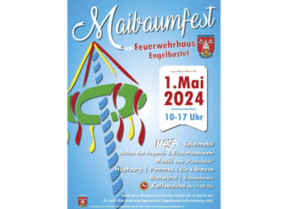 Ortsfeuerwehr Engelbostel lädt zum Maibaumfest Plakat: Maibaumfest in Engelbostel 2024