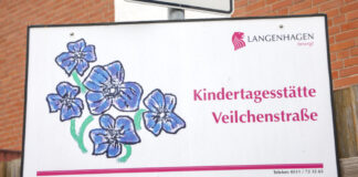 Hinweisschild: Kita Veilchenstraße Langenhagen