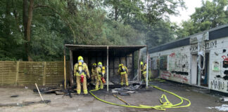 Brand eines Kiosk der ehemaligen Radrennbahn Wülfel.