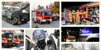 Symbolbild/Collage: Verschiedene Einsatzkräfte auf der Blaulichtmeile Langenhagen