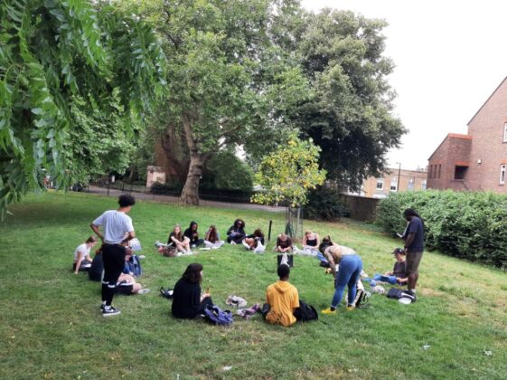 Feedbackrunde im Southwark Park