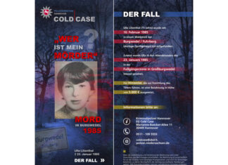 Mordfall Ulla Lilienthal heute bei „Aktenzeichen XY…ungelöst“ Flyer: Ungelöster Mordfall Ulla Lilienthal.