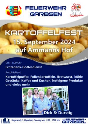 Plakat: Traditionelles Kartoffelfest auf Ammanns Hof in Altgarbsen.