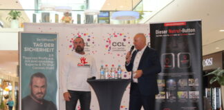 Wieder mit dabei beim Tag der Sicherheit im CCL: Carsten Stahl (links) auf der Bühne mit Moderator Marco Brandes