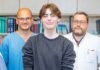 Gebündelte OP-Kompetenz für Patient Niklas L. (Mitte): PD Dr. Alexander Horke, PD Dr. Murat Avsar, Dr. Patrick Zardo und Professor Dr. Jens Dingemann.