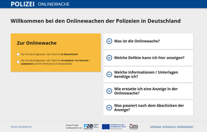 Screenshot: Onlinewache Niedersachsen