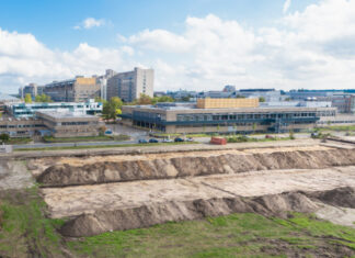 MHH liegt im Evakuierungsgebiet bei geplanter Bombenräumung Blick auf das Neubaugelände am Stadtfelddamm.
