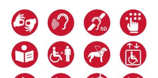 Piktogramme zur Kennzeichnung von Barrierefreiheit