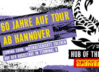 Hannover Airport wird zum „HUB of the SCORPIONS“ Hannover Airport: Flughafen Hannover wird zum „HUB of the SCORPIONS“ – 60 Jahre Bandjubiläum als neue Markenbotschaft des HAJ.