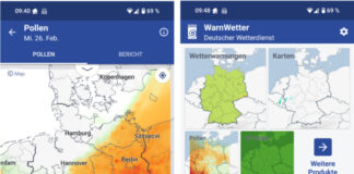 Darstellung der neuen Pollenflugvorhersagen in der Warnwetter-App