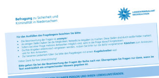 Befragung zu Sicherheit und Kriminalität in Niedersachsen.