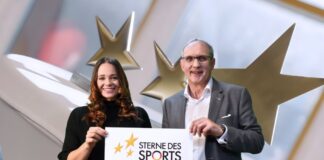 Schirmherrin Paulina Paszek und Volksbank-Chef Jürgen Wache freuen sich auf viele Bewerbungen für die Sterne des Sports