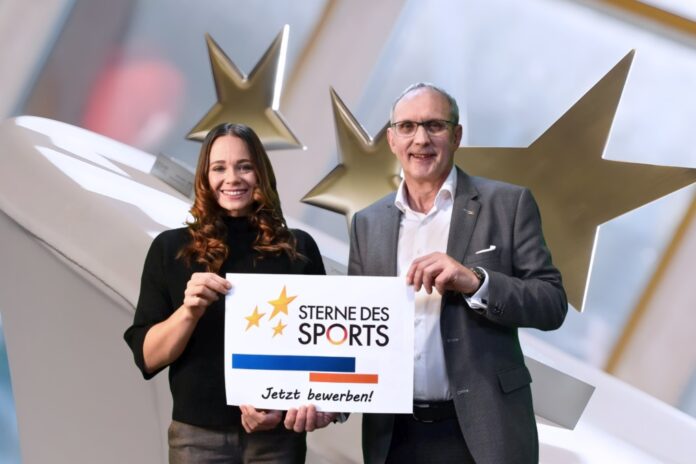 Schirmherrin Paulina Paszek und Volksbank-Chef Jürgen Wache freuen sich auf viele Bewerbungen für die Sterne des Sports