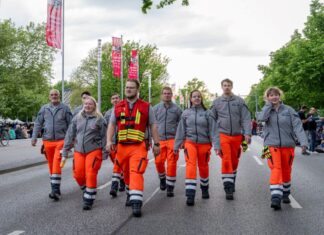 Engagiert, herzlich, professionell: Johanniter ziehen positive Bilanz zum Kirchentag 2025 Fußstreife Sanitätsdienst der Johanniter.