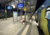 Durch die Feuerwehr abgesperrter Bereich des Bahnsteigs