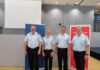 Alte und neue Führung Karl - Heinz Mensing, Sebastian Osterwald, Nils Wellmanns und Tobias Jacob.