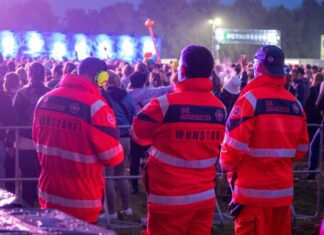 Ehrenamtliche Rocker-Retter sichern medizinische Versorgung beim Deichbrand-Festival Johanniter „Rocker-Retter“ beim Deichbrand-Festival.