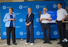 Niedersächsische Innenministerin Daniela Behrens besucht Polizeidirektion Hannover (v.l.n.r.) Innenministerin Daniela Behrens, Polizeipräsidentin Gwendolin von der Osten, Leiter des Kriminal- und Verkehrsermittlungsdienstes Marcel Thiele, Leiter des Verkehrsunfalldienstes Sebastian Kramm.