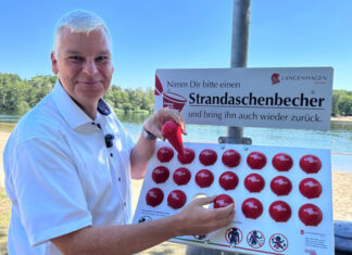Pilotprojekt am Silbersee: Strandaschenbecher zum Ausleihen Strandaschenbecher am Silbersee