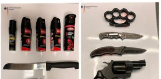 Sichergestellte Waffen/Gegenstände