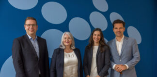 Die kandidierenden Dezernenten (v.l.) Torben Kant, Isabella Gifhorn, Anne Spiegel, mit Regionspräsident Steffen Krach