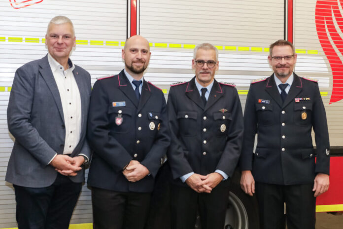 Führungsriege der Feuerwehr Kaltenweide (vo.li.): Mirko Heuer, Florian Köpke, Stephan Ziebarth, Arne Boy.