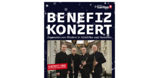 Plakat "Schönes hören – Gutes tun": Benefizkonzert zugunsten von Kindern in Südafrika und Hannover.