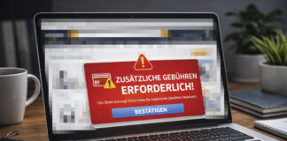 KI-generiert: Lapptop mit Warnung vor zusätzlichen Gebühren.