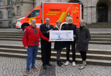 Starkes Zeichen für Respekt: Run4Respect spendet Erlös an den Weißen Ring Blaulichtorganisationen übergeben Erlös aus "Run4Respect" an den Weißen Ring in Hannover: (v.l.n.r.) Benjamin Häselbarth, Bereichsleiter Sondereinsatzdienste der Johanniter-Unfall-Hilfe e.V., Christoph Bahlmann, Direktor der Feuerwehr Hannover, Gwendolin von der Osten, Polizeipräsidentin der Polizeidirektion Hannover, Steffen Hörning, Landesvorsitzender vom Weißen Ring, und Stefanie Eichel, Geschäftsführerin der Agentur "eichels Event"