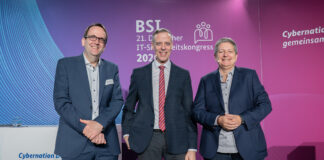 v.l.n.r. BSI-Vizepräsident Thomas Caspers, Staatssekretär Dr. Markus Richter und BSI-Präsidentin Claudia Plattner
