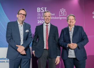 v.l.n.r. bsi-vizepräsident thomas caspers, staatssekretär dr. markus richter und bsi-präsidentin claudia plattner