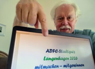 Langenhagen: ADFC startet Stadtradeln-Stadtquiz 2026 "Mitmachen - mitgewinnen": ADFC-Sprecher Dr. Reinhard Spörer hat die 12 + 1 Fragen des Stadtquiz 2026 zusammen mit Heiko Niedziella entwickelt.