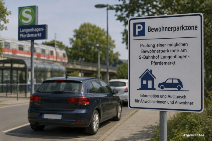 Symbolbild: Informationsveranstaltung zur Prüfung einer Bewohnerparkzone am S-Bahnhof Langenhagen-Pferdemarkt (KI-generiert)