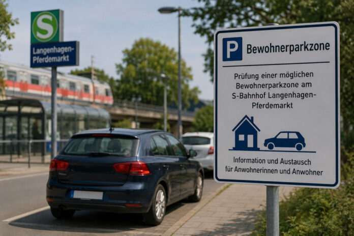 Informationsveranstaltung zur Prüfung einer Bewohnerparkzone am S-Bahnhof Langenhagen-Pferdemarkt Symbolbild: Informationsveranstaltung zur Prüfung einer Bewohnerparkzone am S-Bahnhof Langenhagen-Pferdemarkt (KI-generiert)
