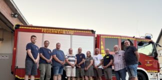 Gründungsmitglieder des Fördervereins v.l.n.r.: Stlv. Vorstandsvorsitzender Robert Fulsche, Daniel Weber, Vorstandsvorsitzender Holger Leister, Schriftführer Marco Schlichenmaier, Schatzmeister Kai Moog, Sonja Jansen, Heiner Göhns, Sascha Mauruschat, Dieter Pfeiffer und Maximilian Jansen.
