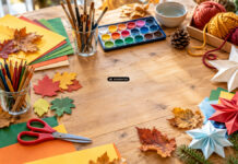 Kreativkurse in Langenhagen: Anmeldung startet am 30. Oktober KI-generiertes Symbolbild mit bunten Bastelmaterialien und herbstlichen Motiven auf einem Kreativtisch
