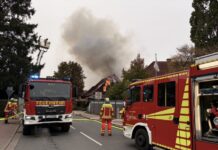 Dachstuhl in Osterwald Unterende in Vollbrand Dachstuhlbrand in Osterwald.