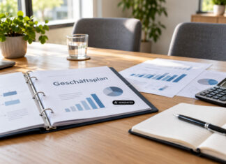 symbolbild zum beratungstag: ein besprechungstisch mit geschäftsplan, finanzunterlagen und notizbuch - ki-generiert