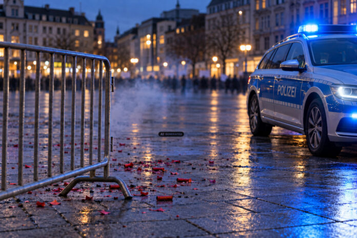 Symbolbild: Absperrung / Demo / Polizei / Absperrgitter - ki-generiert