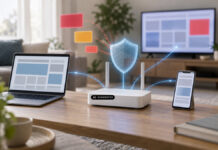 Fritzbox: Neues Update kann Werbung im Heimnetz blockieren Symbolbild: Laptop / Internet / Router / Cybersicherheit / W-LAN / Smarthome / Heimnetzwerk - ki-generiert