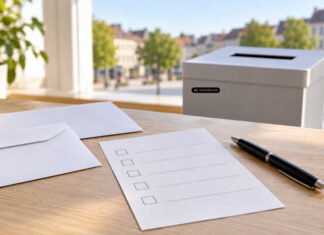 Seniorenbeirat in Langenhagen wird per Briefwahl gewählt Wahlbrief und Stimmzettel als Symbol für die Briefwahl zum Seniorenbeirat. KI-generiertes Symbolbild.