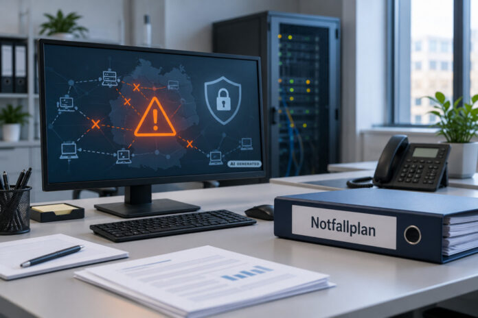 Symbolbild: PC / Cybersicherheit / Notfallplan / Internet / Cybersecurity - KI-generiert